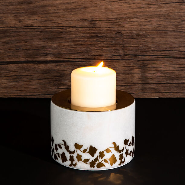 Marble & Metal Round Candle Holder Majestic Gold image number 1