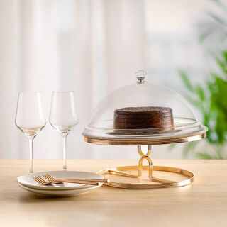 Round Cake Plate With Acrylic Dome And Stand