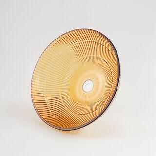 Homez Glass Ribbed Decor Bowl 29.4*29.4*14.4Cm, Orange