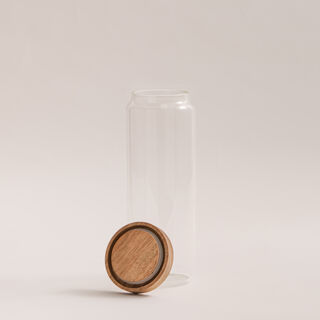 Borosilicate glass storage jar with acacia lid,1300 ml