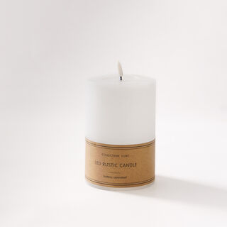 LED rustic candle in white 10*15cm