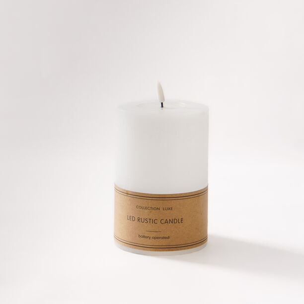 LED rustic candle in white 10*15cm image number 0