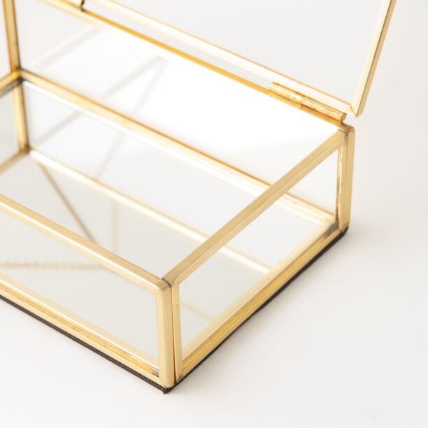 Homez small glass gold edge jewelry box 14*9*4cm image number 3