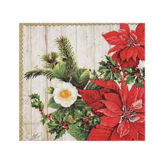 Ambiente Serving Paper Napkins Poinsettia On Wood Design Red Color