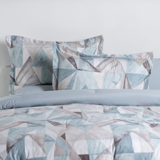 Cottage microfiber teal geo 6pc full comforter set, 160*240cm image number 1