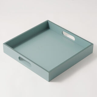 دلتي صينية خشب مربعة 35*35*6سم، أخضر