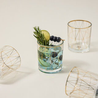 LA MESA 4 PCS GLASS TUMBLERS GOLD DECAL