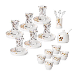 28Pcs Porcelain Tea And Coffee Set Gold Leaf