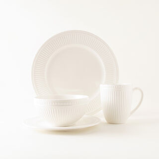 لا ميسا طقم سفرة 16 قطعة أبيض بملمس ناعم