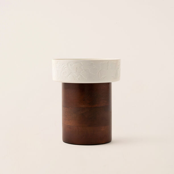 Bahja collection multicolored wood candle holder 12*12*15 cm image number 0