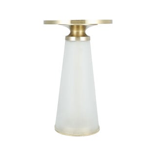 Drink Table Frosted White Glass Base Gold Brass Top 30 *51 cm