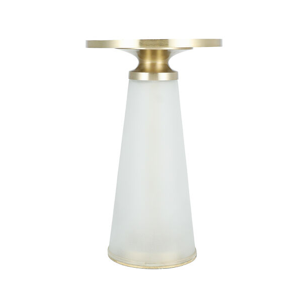 Drink Table Frosted White Glass Base Gold Brass Top 30 *51 cm image number 1