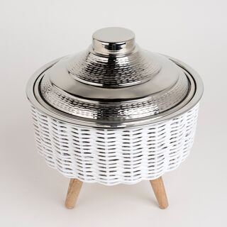 Small Bamboo Basket With Jar Nickel