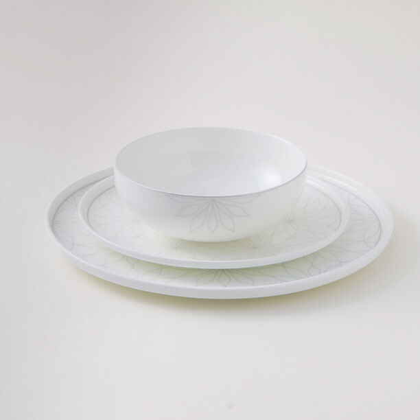 La Mesa 18pcs white porcelain dinner set with gold decal image number 1