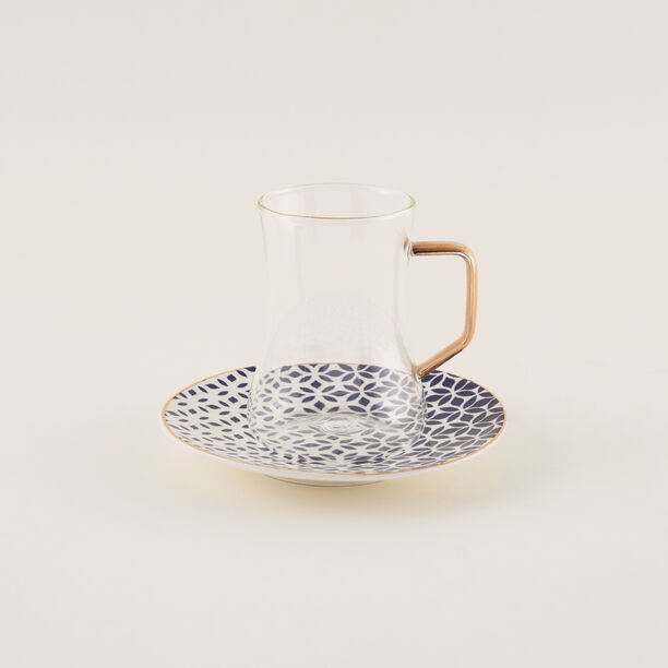 Dallaty white with gold and blue patterns Tea and coffee cups set 18 pcs image number 6