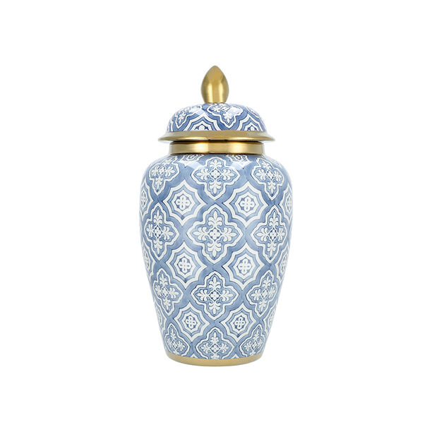 Deco Jar Blue With Gold 23 *23 * 44 cm image number 1