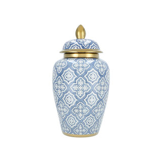 Deco Jar Blue With Gold 23 *23 * 44 cm