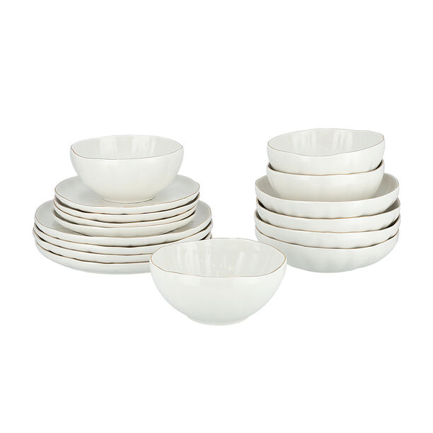La Mesa White/gold porcelain 16pcs dinner set image number 1