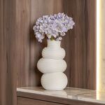 Off white resin ribbed vase 22*21.8*36.6 cm image number 5