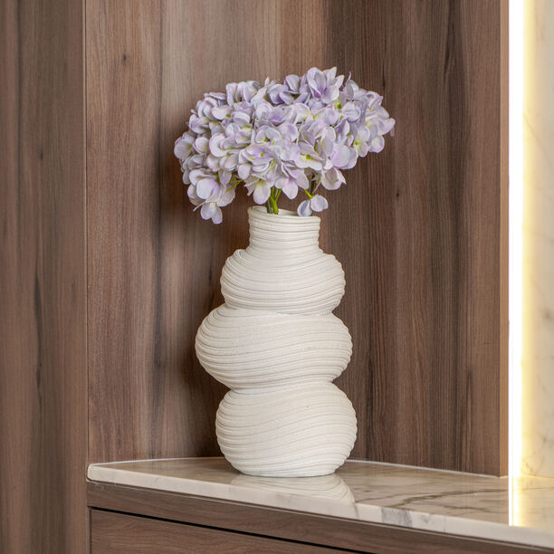 Off white resin ribbed vase 22*21.8*36.6 cm image number 5