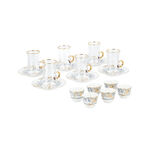 18 Piece Tea And Coffee Set Gratitude Glass With Gold Pattern image number 2