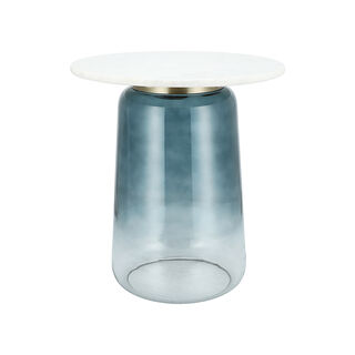 Side Table Glass Base And Marble Top 48*54 cm