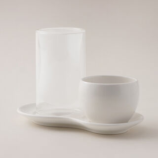 Dallaty glass tea and coffee set 18pcs, white
