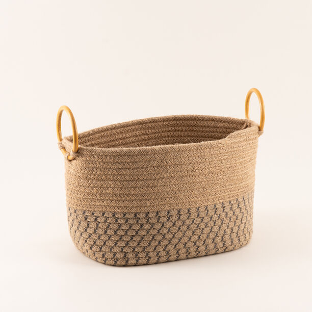 Homez jute storage basket woven 22*22*32cm, beige image number 0