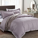 Cottage 3 Pieces Cotton Comforter Gray Set Embroidered Pillow Shams King Size 250X240 Cm image number 0