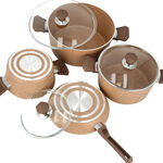 7 Pcs Granite Cookware Set Brown image number 2
