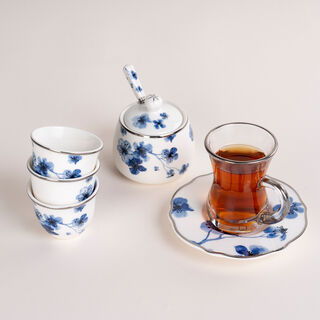 La Mesa Porcelain Tea And Coffee Set 21 Pieces Blue