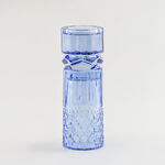 هومز حامل شموع زجاجي دايموند أزرق داكن 8.9*8.9*27.4 سم image number 0