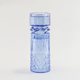 "Homez Dark Blue Diamond Glass Candle Holder 8.9*8.9*27.4 cm