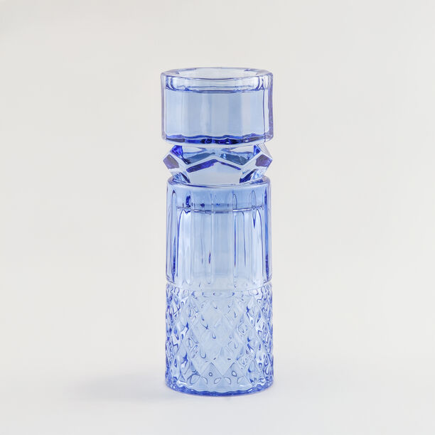 هومز حامل شموع زجاجي دايموند أزرق داكن 8.9*8.9*27.4 سم image number 0