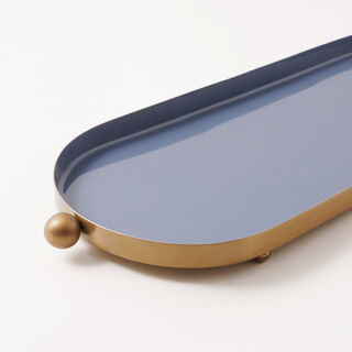 دلتي صينية تقديم معدنية مع يد دائرية، باللون الذهبي 51*17*3سم