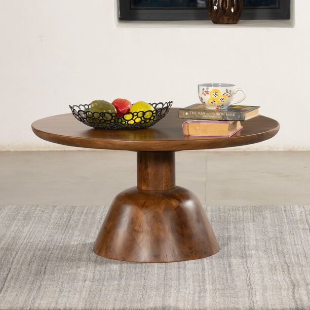 Homez round wooden coffee table 75*75*38 cm image number 1