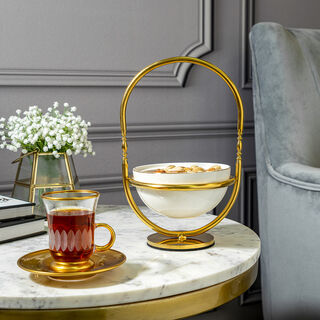 Dallaty white porcelain nut bowl with stand