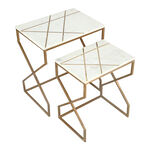 Nested Table Set Of 2 Rect. Marble And Metal White image number 4