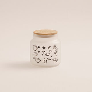 635ml Tea jar black patter bamboo lid ice color
