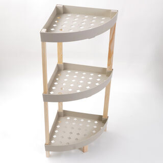 Plastic Corner Shelf 3 Layers, Beige