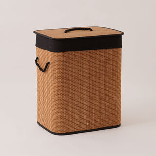 Cottage Bamboo Laundry Hamper With Cotton Rope Handle, Brown 40*30*50 Cm
