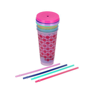 CUPS WITH LIDS AND STRAWS COLOR CHANGING