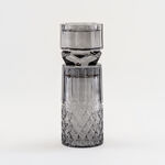 "Homez Light Grey Diamond Glass Candle Holder 8.9*8.9*27.4 cm image number 0