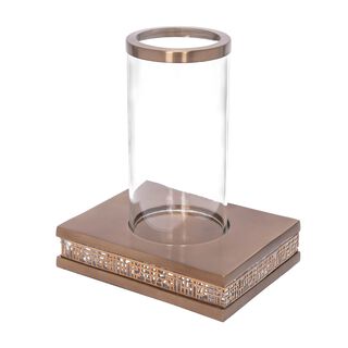 SQUARE CANDLE HOLDER ANITQUE BRASS