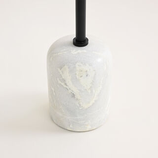 Homez side table wood and marble in brown, 50*32*32cm