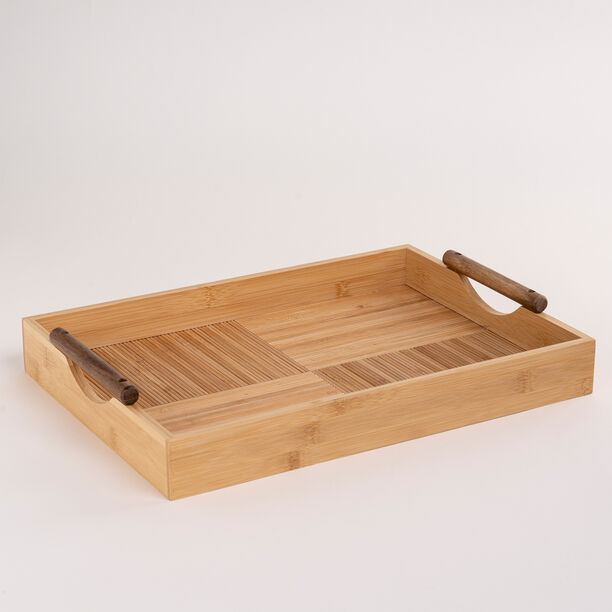 Bamboo Serving Tray With Wood Handle image number 0