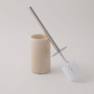 Homez Polyresin Toilet Brush Holder With Brush, Beige 9.6*9.6*42Cm