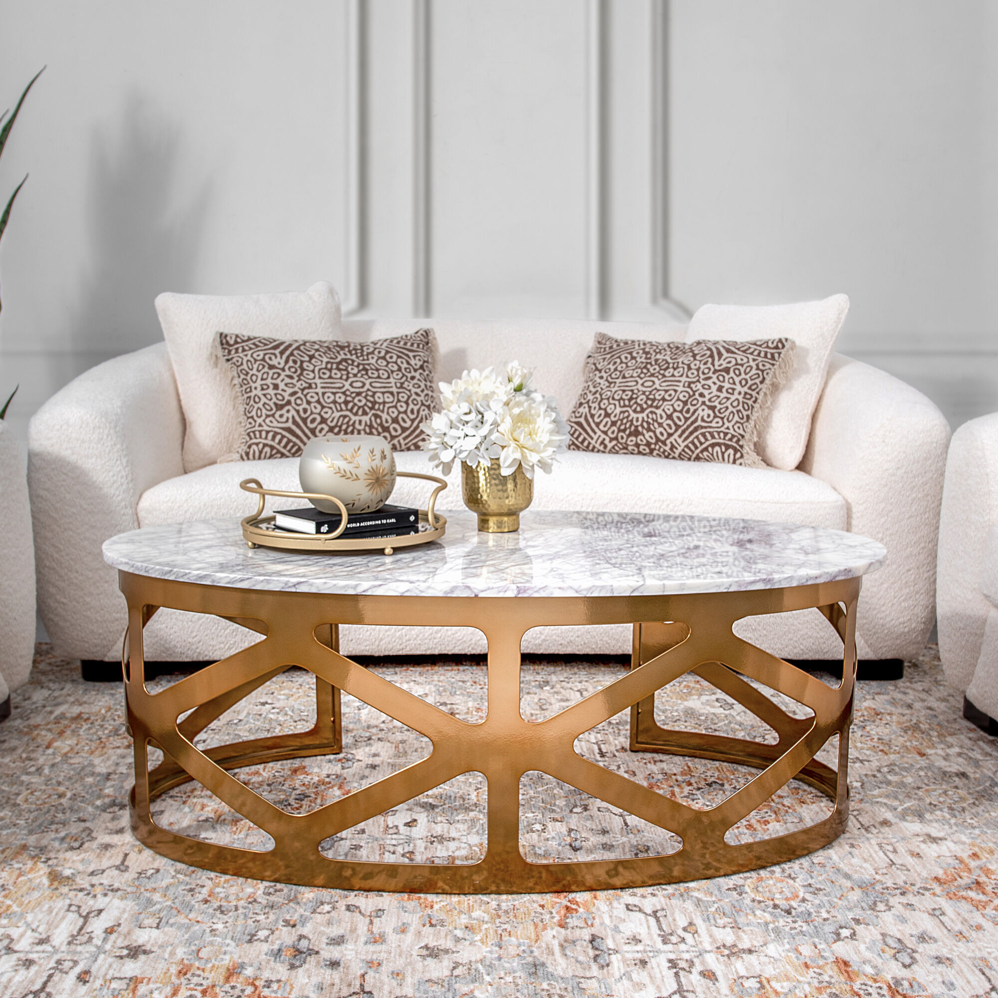 Fretwork accent on sale table