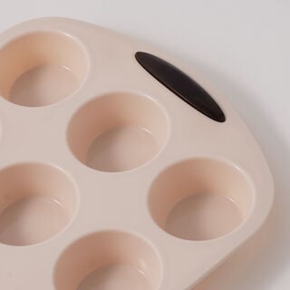 Alberto silicone 12 large muffin cups 38.5*25*3cm, beige