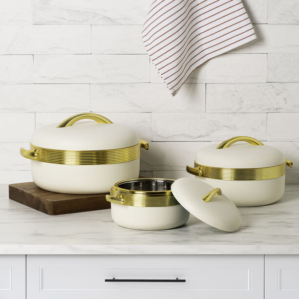 بنتولا طقم سخان طعام ستانلس ستيل 3 قطع، بيج image number 0